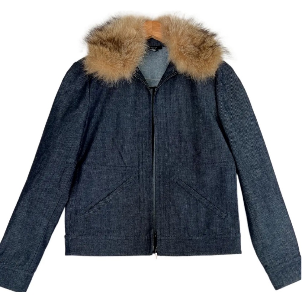 Etcetera Dressy Jean Jacket with removable fur Collar